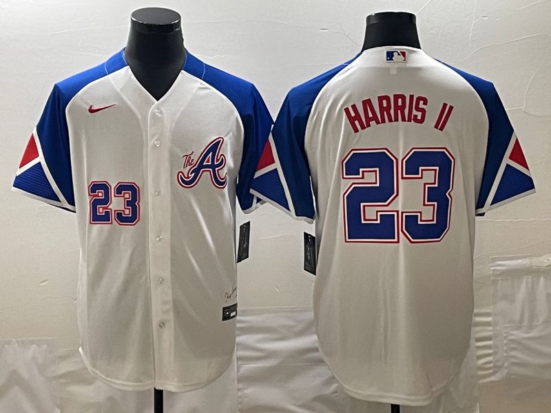 Men Atlanta Braves #23 Harris ii White City Edition 2024 Nike MLB Jersey style 3